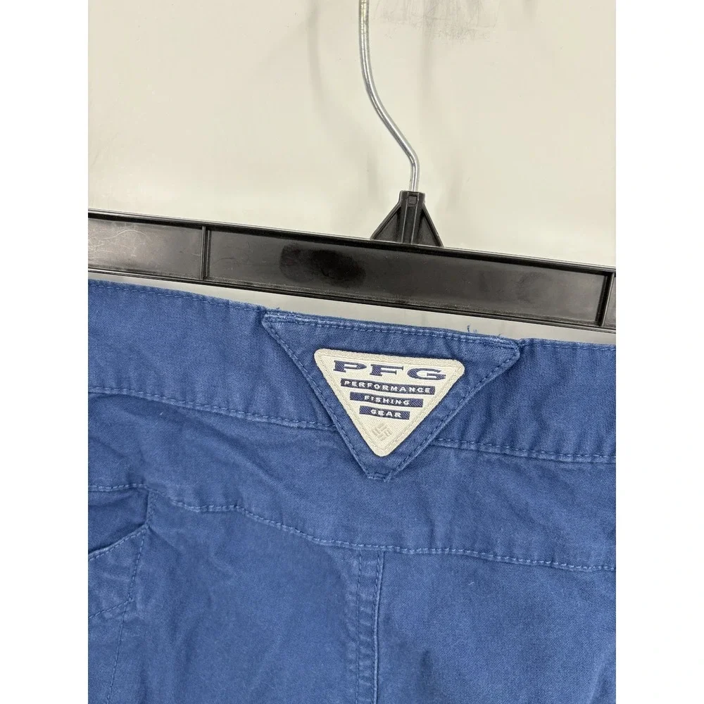 Columbia PFG Men's Blue Cotton Stretch Mesh Pocket Cargo Fishing Shorts, L, 8